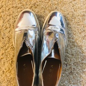 Silver colour shoes zara